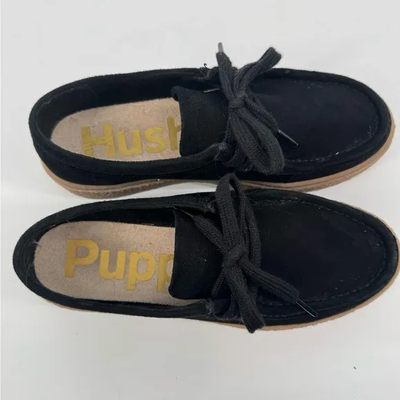 Hush Puppies Bridget Bold Black Suede Platform Sneakers 8.5