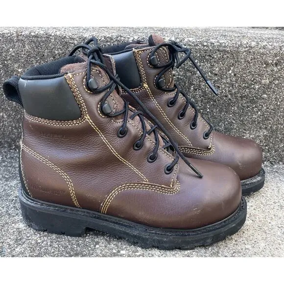Hytest Boots Steel Toe Mens 5.5 Internal Contour Comfort 6” Brown Safety Work
