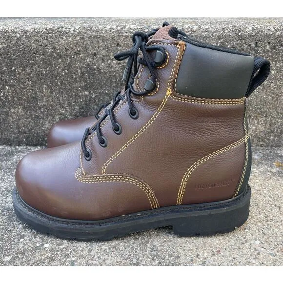 Hytest Boots Steel Toe Mens 5.5 Internal Contour Comfort 6” Brown Safety Work