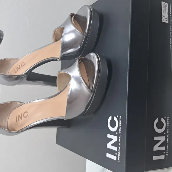 INC International Concepts Women's Silver Platform Heels