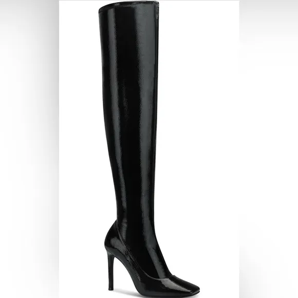 INC Womens Keenah Patent Square Toe Thigh-High Boots