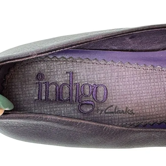 INDIGO by Clarks Leather Women's Hypnotic Dark Purple Kitten Heels Size 7.5