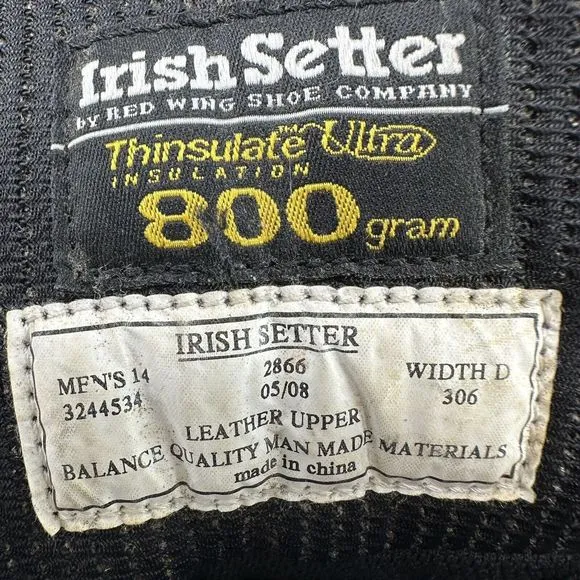 IRISH SETTER - Mens Ultra Dry Waterproof Hunt 800 Gram King Toe Boots Size 14 D