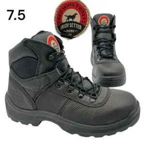 Irish Setter Red Wing Men's Leather Safety Toe Work Boots Black 7.5 Construction