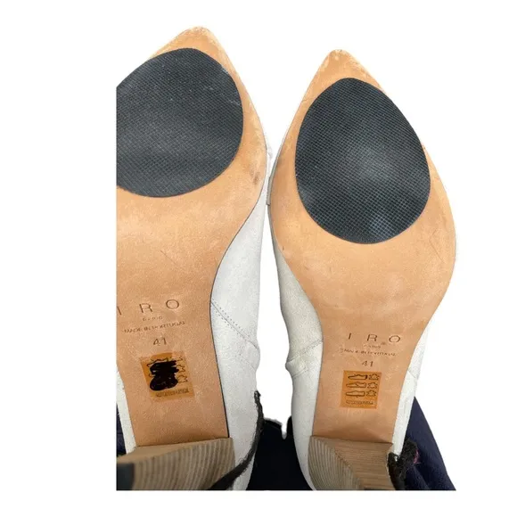 Iro Imanol Pointed Toe Ankle Suede Boot Ecru Size 41