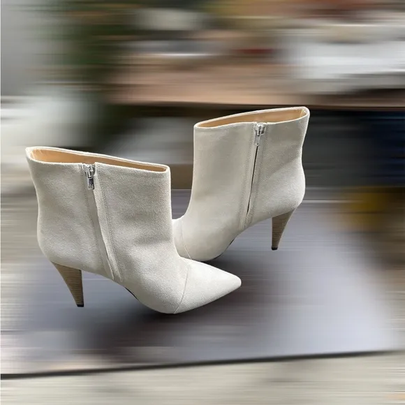 Iro Imanol Pointed Toe Ankle Suede Boot Ecru Size 41