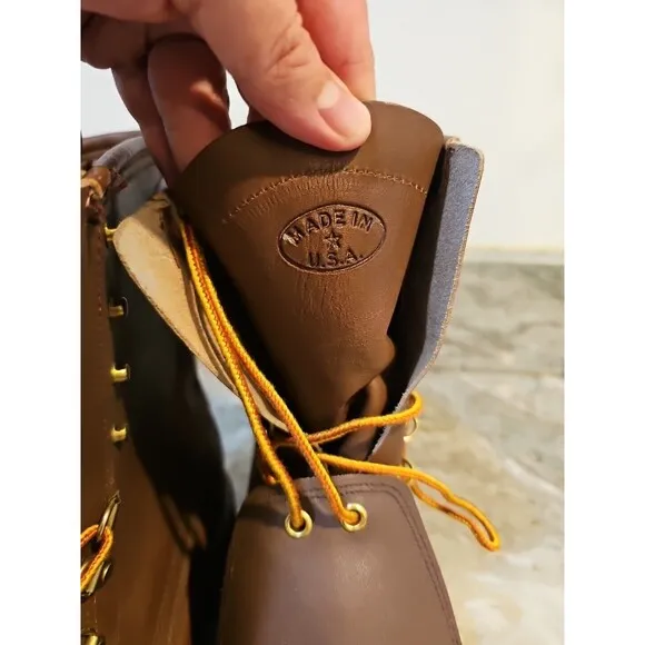 Iron Age Mens Work Boots Sz 8.5 C Met Guard 8 Inch Brown Leather Steel Toe USA