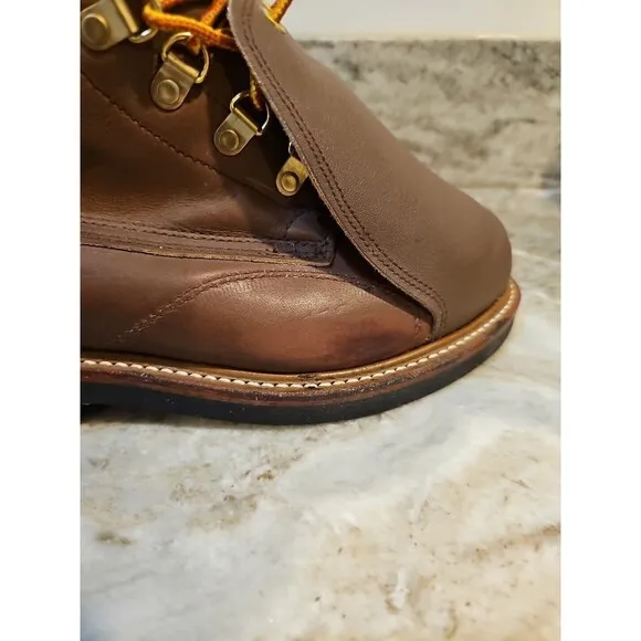 Iron Age Mens Work Boots Sz 8.5 C Met Guard 8 Inch Brown Leather Steel Toe USA