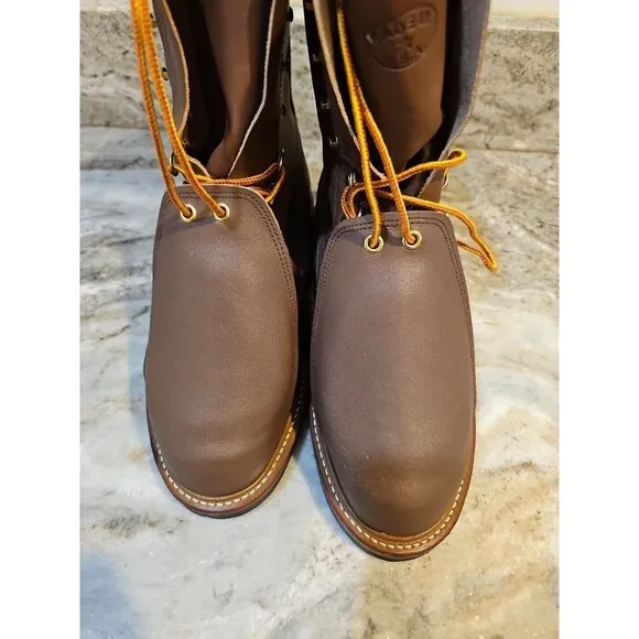 Iron Age Mens Work Boots Sz 8.5 C Met Guard 8 Inch Brown Leather Steel Toe USA