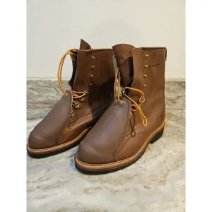 Iron Age Mens Work Boots Sz 8.5 C Met Guard 8 Inch Brown Leather Steel Toe USA