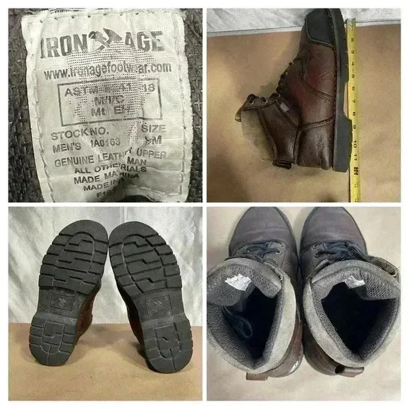 Iron Age Work Boots IA0163 Dozer 6&quot; Internal Met Guard  Brown Steel Toe Leather