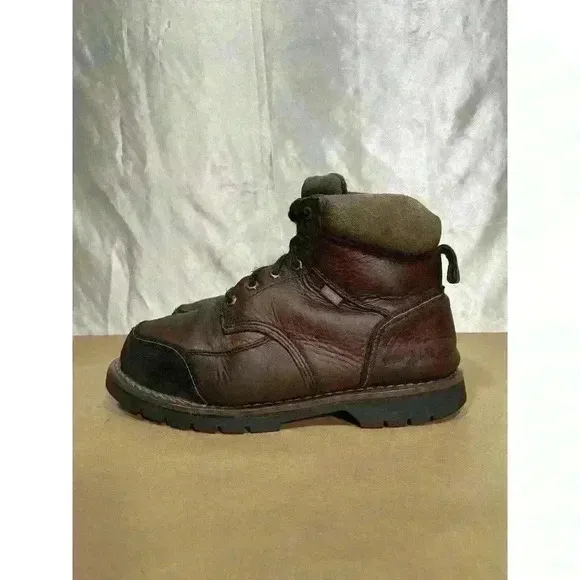 Iron Age Work Boots IA0163 Dozer 6&quot; Internal Met Guard  Brown Steel Toe Leather