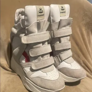 Isabel Marant White and Gray High-Top Sneakers