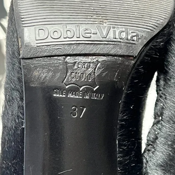❤️Italian Black Genuine Fur Leather Heels by Work In Progress Size 7