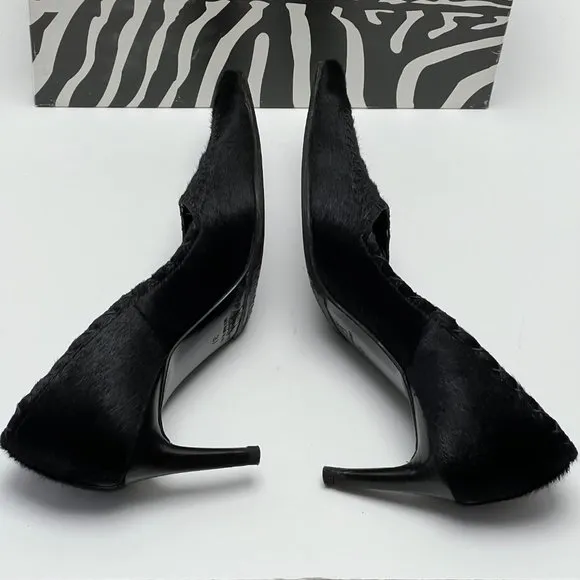 ❤️Italian Black Genuine Fur Leather Heels by Work In Progress Size 7