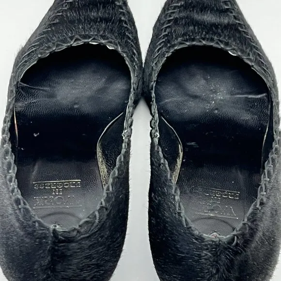 ❤️Italian Black Genuine Fur Leather Heels by Work In Progress Size 7