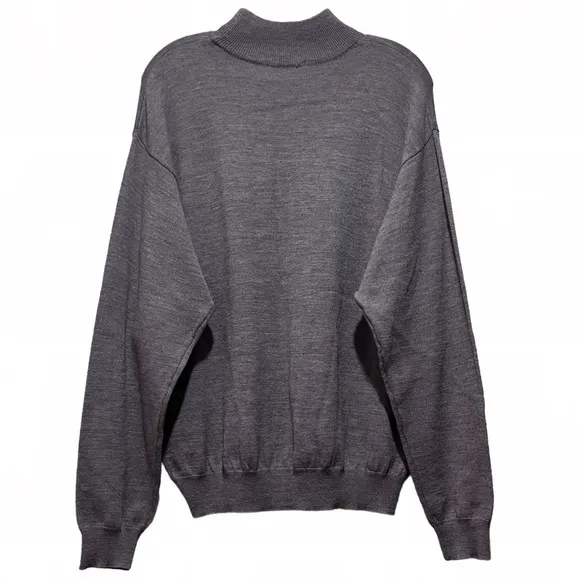 Italian Mock Neck Merino Wool Sweater Styled In Italy Grey Poeta Moda Size Large