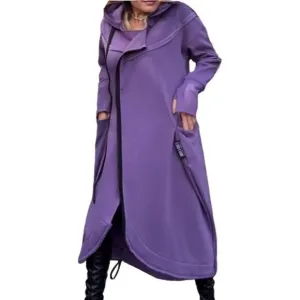 IVERIRMIN Women's Fleece Lined Long Hoodies Zip up Asymmetrical Sweatshirt
