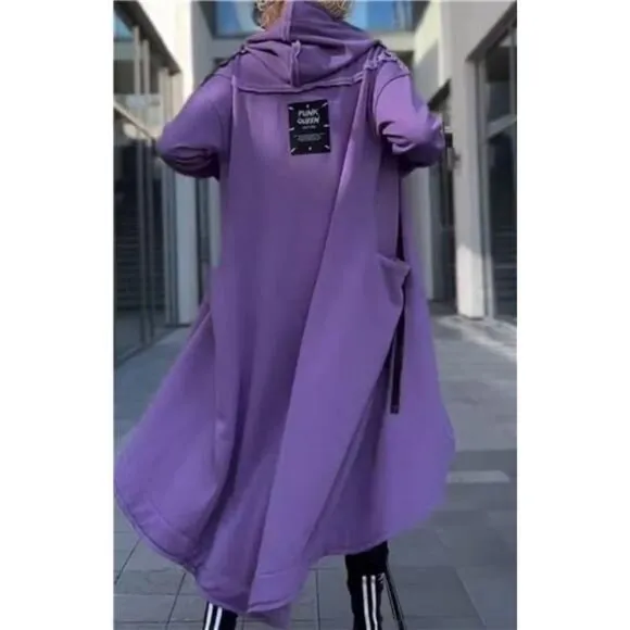 IVERIRMIN Women's Fleece Lined Long Hoodies Zip up Asymmetrical Sweatshirt