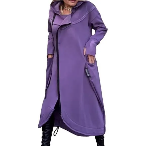 IVERIRMIN Women's Fleece Lined Long Hoodies Zip up Asymmetrical Sweatshirt