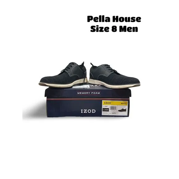 Izod Drift Men Size 8 Lace-up Casual Breathable Fashion Shoes Black NEW