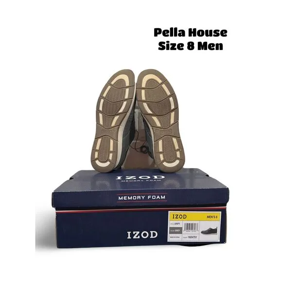 Izod Drift Men Size 8 Lace-up Casual Breathable Fashion Shoes Grey NEW With Box