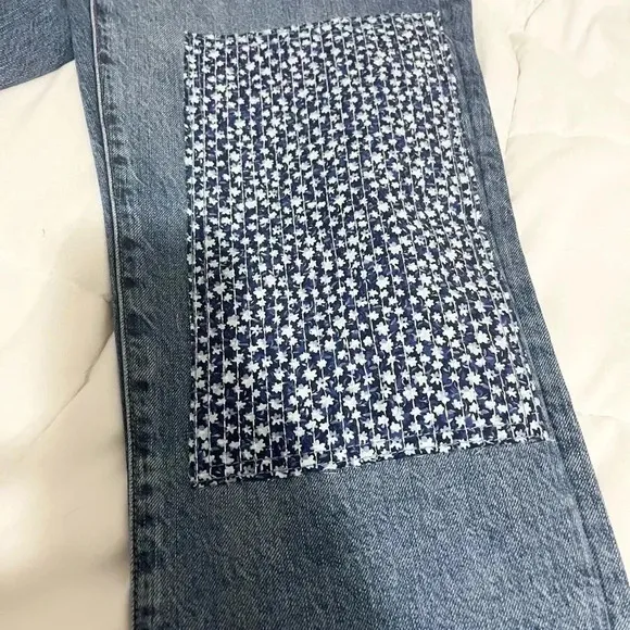 J Crew Jeans Slim Boyfriend Premium Denim Patch Floral Cropped NWT Size 28