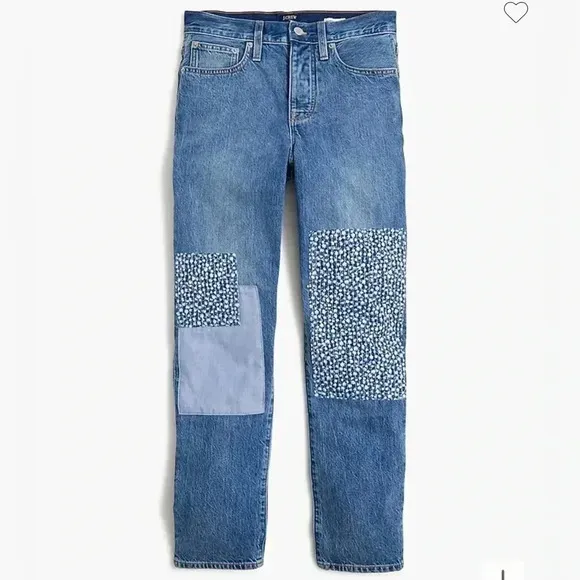 J Crew Jeans Slim Boyfriend Premium Denim Patch Floral Cropped NWT Size 28