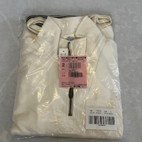 J Crew Small Ivory Quarter-zip Sweatshirt NWT​​​​​​​​​​​​​​​