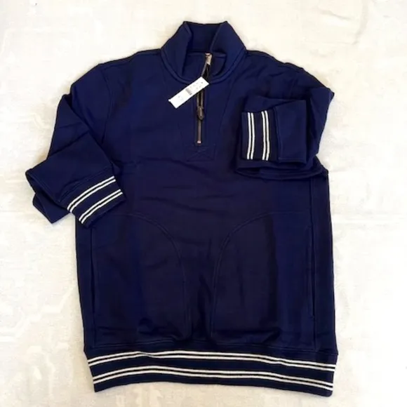J Crew Small Navy Ribbed Fleece Quarter Zip​​​​​​​​​​​​​​