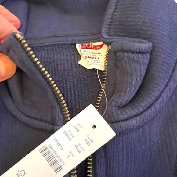 J Crew Small Navy Ribbed Fleece Quarter Zip​​​​​​​​​​​​​​