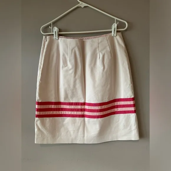 J. McLaughlin Women’s White and Pink Pencil Skirt Size‎ 12