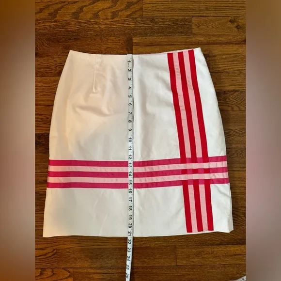 J. McLaughlin Women’s White and Pink Pencil Skirt Size‎ 12