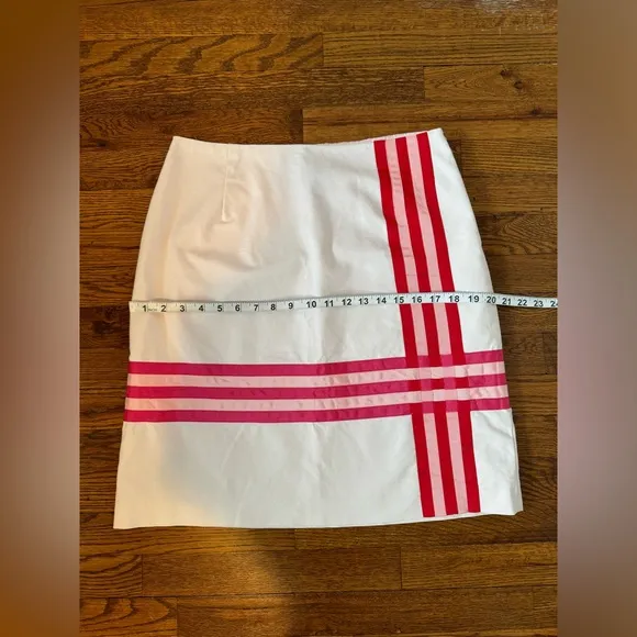 J. McLaughlin Women’s White and Pink Pencil Skirt Size‎ 12
