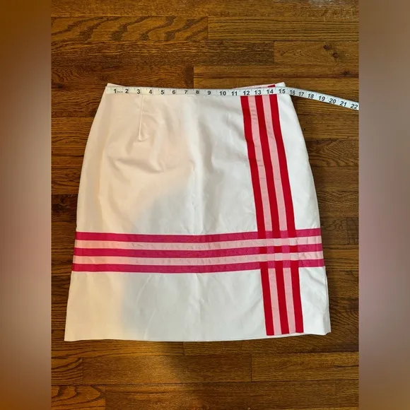 J. McLaughlin Women’s White and Pink Pencil Skirt Size‎ 12
