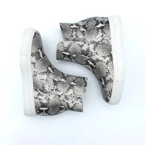 J Slides Leather Snakeskin High Top Wedge Sneakers