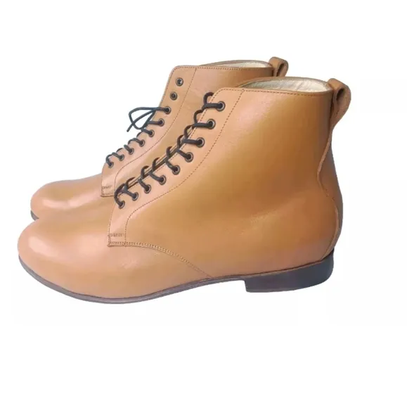 Javier Handmade Leather Boots Men's Size 11 Medium Plain Toe British Tan