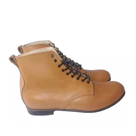 Javier Handmade Leather Boots Men's Size 11 Medium Plain Toe British Tan