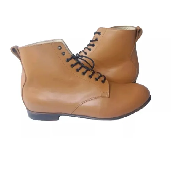 Javier Handmade Leather Boots Men's Size 11 Medium Plain Toe British Tan