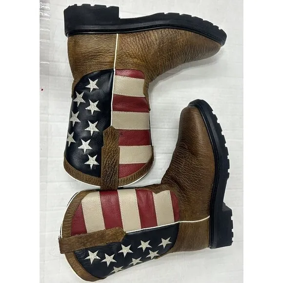 JB Dillon Reserve American Flag Men’s Boots 7.5 EE Extra Wide Square Toe NEW