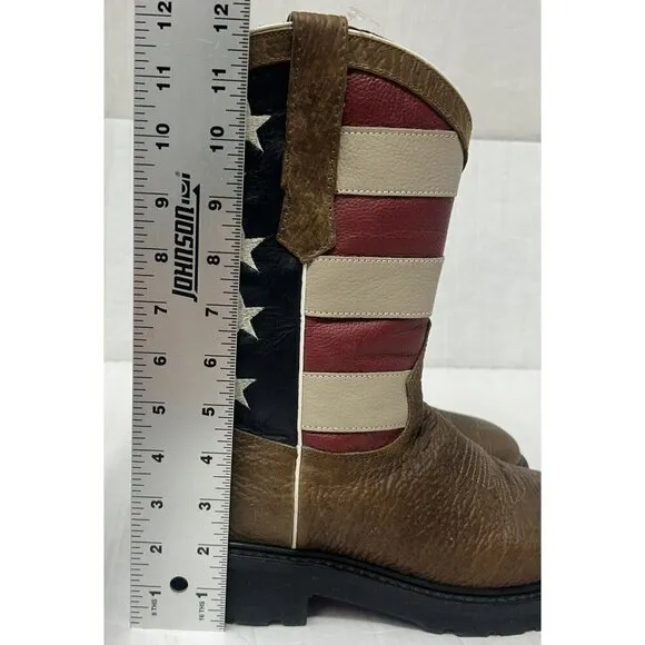 JB Dillon Reserve American Flag Men’s Boots 7.5 EE Extra Wide Square Toe NEW