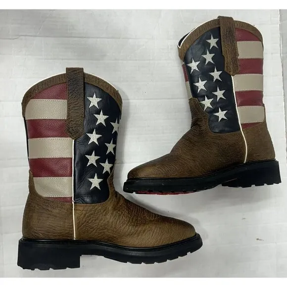 JB Dillon Reserve American Flag Men’s Boots 7.5 EE Extra Wide Square Toe NEW