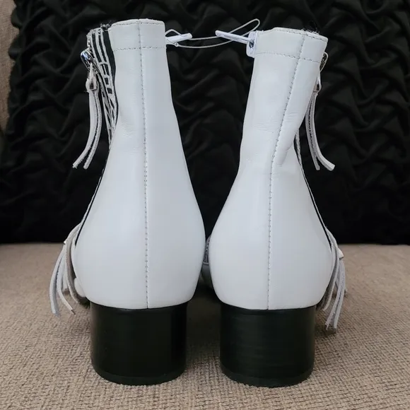 JEFFREY CAMPBELL BBJC-OLALF-F17 WHITE BLACK ANKLE BOOTS