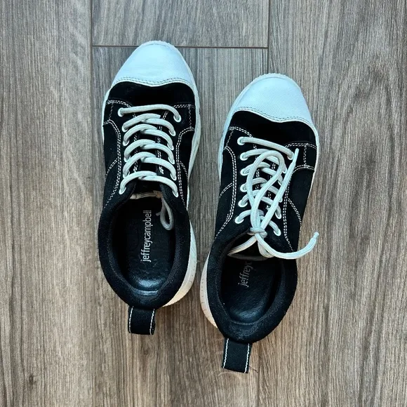 Jeffrey Campbell Chunky Black Suede Remnant Sneakers | 6
