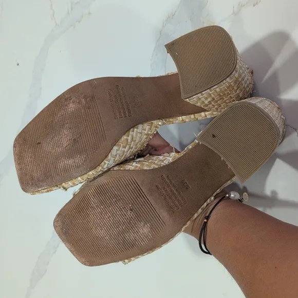 Jeffrey Campbell Raffia Tan Woven Women's Heels Size 8