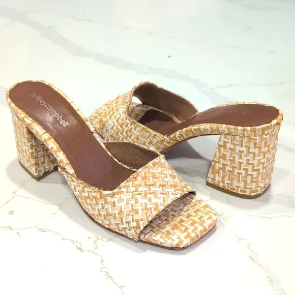 Jeffrey Campbell Raffia Tan Woven Women's Heels Size 8