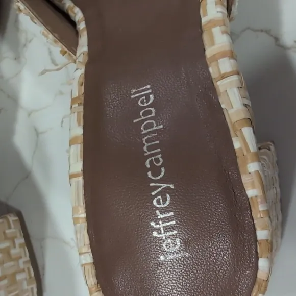 Jeffrey Campbell Raffia Tan Woven Women's Heels Size 8