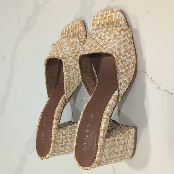 Jeffrey Campbell Raffia Tan Woven Women's Heels Size 8