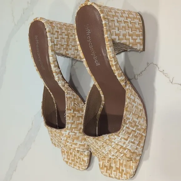 Jeffrey Campbell Raffia Tan Woven Women's Heels Size 8