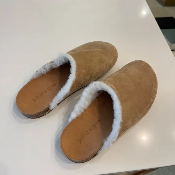 Jenni Kayne Moc Clog Suede Shearling lined shoes size 39